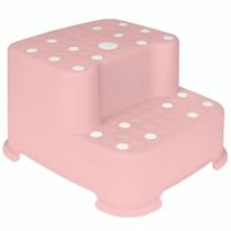 Degrau Duplo Rosa Bebe Infantil Antiderrapante 18018 Buba