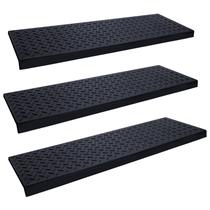 Degraus de escada de borracha Spurtar 75x25 cm, antiderrapantes, 3 peças, pretos