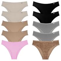 Del Rio Kit 10 Calcinhas Biquíni Microfibra Liso Estampado Tamanho P