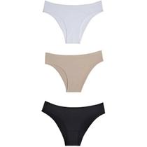 Del Rio Kit 3 Calcinhas Biquíni Cotton Mousse Branco Preto Tamanho P