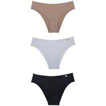 Del Rio Kit Trio Calcinhas Microfibra Mousse Branco Preto Tamanho G