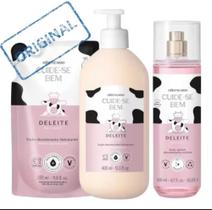 Deleite Cuide-se Bem kit com body splash+hidratante de 400ml+ refil do hidratante
