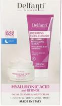 Delfanti Milano Limpador Facial Hidratante 200mL + Ácido Hialurônico e Creme Noturno de Retinol 50mL Pacote Duo Ta