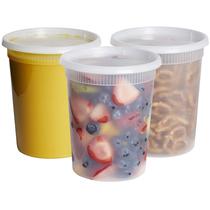 Deli Containers GUSTO 950 ml (32 onças) 24 unidades com tampas herméticas Deli Containers GUSTO 950 ml (32 onças) 24 unidades com tampas herméticas
