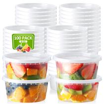 Deli Containers NEEBAKE de plástico de 8 onças/240 ml com tampas (pacote com 100)