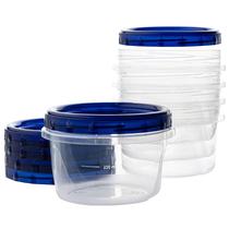 Deli Containers PLASTICPRO 480 ml (16 onças) transparentes com tampa azul x5