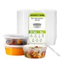 Deli Containers QUIDDITY WARE de 240 ml com tampas à prova de vazamentos, pacote com 50 Deli Containers QUIDDITY WARE de 240 ml com tampas à prova de vazamentos, pacote com 50