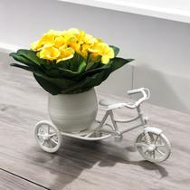 Delicado Arranjo Pequeno Violeta Amarela Flores Artificiais Vaso Bicicleta