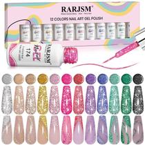 Delineador de Gel para Unhas RARJSM - Glitter Refletivo (12 Cores, 5ml)