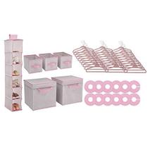 Delta Children Nursery Storage 48 Piece Set - Solução Fácil de Armazenamento/Organização - Mantém o Quarto, Berçário e Armário Limpos, Rosa Infinito