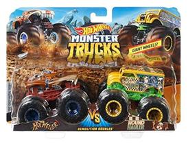 Demonstração de Toy Hot Wheels duplica Monster Trucks Hotweiler versus Hound Hauler Demonstração de Toy Hot Wheels duplica Monster Trucks Hotweiler versus Hound Hauler