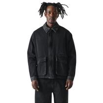 Denim jacket two tone black