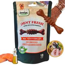 Dent Fresh Óleos de Salmão e Linhaça Dentalight Petisco Natural e Funcional Pele e Pelagem para Cachorro