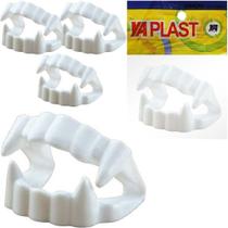 Dentadura de plastico branco com 4 pecas na solapa - YA PLAST