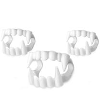 Dentadura de Vampiro Dente Branco Plástico Para Halloween 12 Unidades