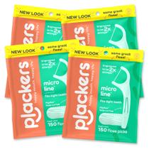 Dental Floss Picks Plackers Micro Line, 150 unidades, pacote com 4