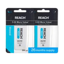 Dental Floss Reach Waxed Unflaved 200m, pacote com 2 Dental Floss Reach Waxed Unflaved 200m, pacote com 2