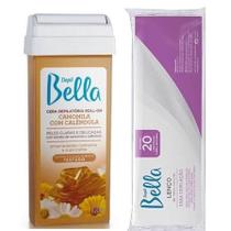 Depil Bella Kit Cera Quente Roll-On Camomila com Calêndula 100g + Lenço Depilatório 20unid