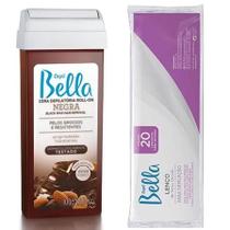 Depil Bella Kit Cera Quente Roll-On Negra 100g + Lenço Depilatório 20unid