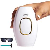 Depilador a Laser Portátil Luz Pulsada Indolor Bivolt 5 Níveis com Óculos e Lâmina
