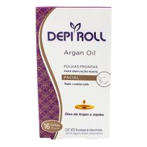 Depilador DepiRoll Argan Oil Cera Fria Facial Folhas Prontas com 16 Unidades (8 pares) - Depi Roll