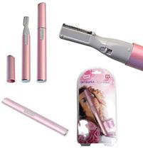 Depilador e aparador de pelos feminino depilação portatil de rosto, sobrancelha, virilha e axila a pilha caneta rosa