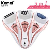 Depilador Eletrico 3 Em 1 Feminino Kemei Km3010 Depilador Eletrico 3 Em 1 Feminino Kemei Km3010
