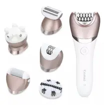 Depilador Elétrico Com Limpeza Facial Kemei Kit 5 in 1 Uso Seco e Molhado Com 2 Velocidades
