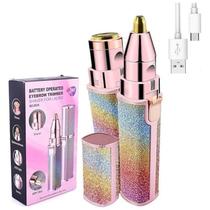 Depilador Facial Buço Aparador de Sobrancelhas Queixo Design Batom Lábios Superiores Arco íris Removedor de Pelos Faciais 2 em 1 Recarregável USB