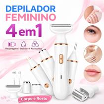 Depilador Feminino 4 em 1 USB Recarregável Aparador Corpo Rosto Sem Dor