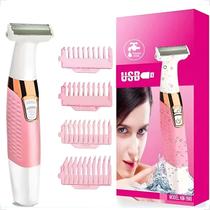 Depilador Íntimo Feminino Kemei KM1900 Rosa Recarregável e Portátil Depilador Íntimo Feminino Kemei KM1900 Rosa Recarregável e Portátil