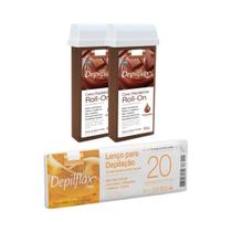 Depilflax Cera Roll-on Refil Chocolate 100g 2 Uni + Lenço Depilatório c/ 20 Folhas Depilflax Cera Roll-on Refil Chocolate 100g 2 Uni + Lenço Depilatório c/ 20 Folhas