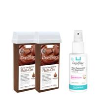 Depilflax Cera Roll-on Refil Chocolate 100g 2 Uni + Óleo Pós Depilatório 100ml Depilflax Cera Roll-on Refil Chocolate 100g 2 Uni + Óleo Pós Depilatório 100ml