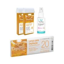 Depilflax Cera Roll-on Refil Natural 100g 2 Uni + Lenço Depilatório c/ 20 Folhas + Óleo 100ml