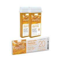 Depilflax Cera Roll-on Refil Natural 100g 2 Uni + Lenço Depilatório c/ 20 Folhas Depilflax Cera Roll-on Refil Natural 100g 2 Uni + Lenço Depilatório c/ 20 Folhas