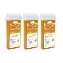Depilflax Cera Roll-on Refil Natural 100g - 3 Unidades