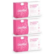 Depilflax Kit 3 Caixas Cera Quente Depilatória Espanhola 1Kg Natural Coco Negra Hortelã Rosa
