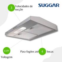 Depurador De Ar Slim 60cm 3 Velocidades Suggar DPS161PR Prata - 110V