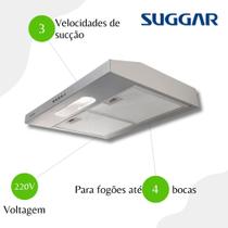 Depurador De Ar Slim 60cm 3 Velocidades Suggar DPS162PR Prata - 220V