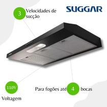 Depurador De Ar Slim 80cm 3 Velocidades Suggar DPS181PT Preto - 110V