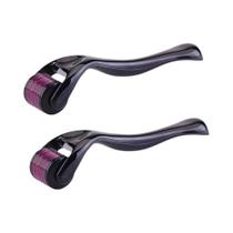 Derma Roller Preto E Vermelho Com 540 Agulhas Para Crescimento De Cabelo Facial E Corporal,