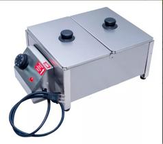 Derretedeira de Chocolate 2 Cubas 5 Kgs 220v Com Tampa Inox Para Confeitaria, Doceria, Sorveteria, Eventos Gastrônomia Profissional - Fast Máquinas