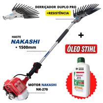 Derriçadeira Nakashi Para Cafeicultura Com Braço de 1100mm e Garra Dupla + 01 Óleo Castrol Stihl 2T