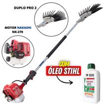 Derriçadeira Portátil de Café Nakashi com Braço Longo e Mão de Garra Dupla + 01 Óleo Castrol Stihl