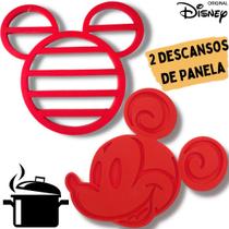 Descanso Apoio Suporte De Panela 2 Vermelho Mickey Silicone Disney Original