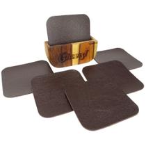 Descanso de Copo Cerveja com Suporte em Madeira Descanso de Copo Cerveja com Suporte em Madeira