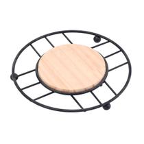 Descanso de Panela de Madeira Porta Panelas Bambu Inox 18cm Mek