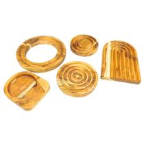 Descanso De Panela De Madeira Teca Kit C/4 e suporte colher