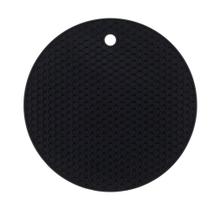 Descanso de Panela e Protetor de Fogão Redondo em Silicone Preto 18cm de Diâmetro
