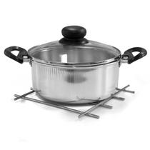 Descanso De Panela Quadrado Cromado Kit Com 3 Pçs